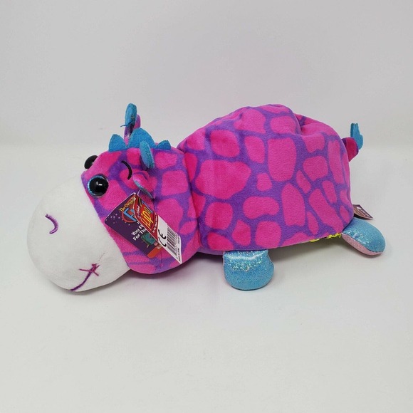 Flipazoo Plush Stuffed Animal 13" Hetal Hippo Janika Giraffe Sequin Reversible - Picture 3 of 11